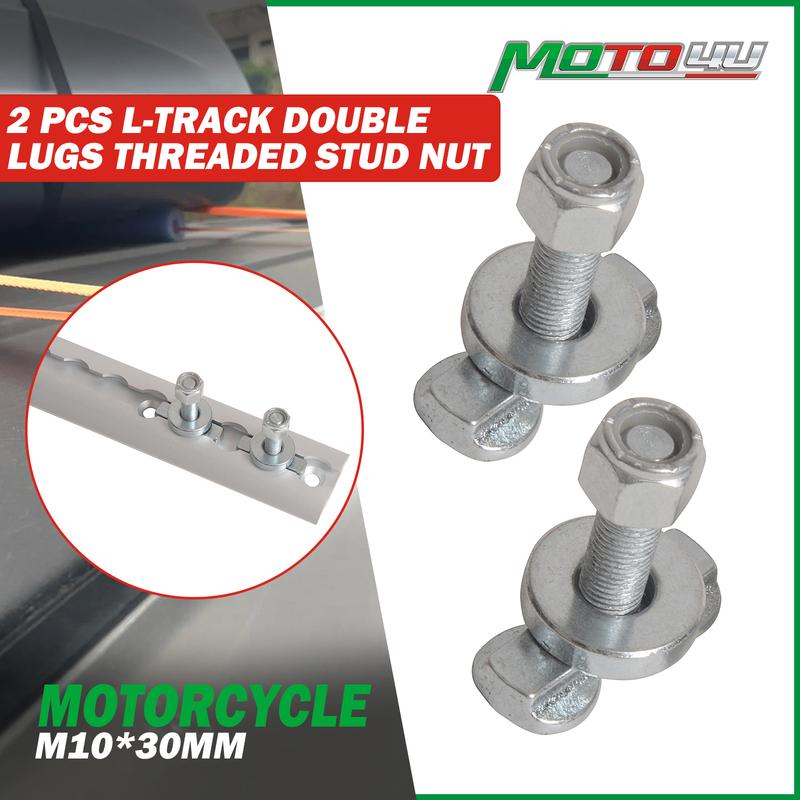 2 PCS L-Track Double Lugs Threaded High Quality Durable Rail Stud Nut Hook Tie Down Rope Kit Anchor Point M10*30MM