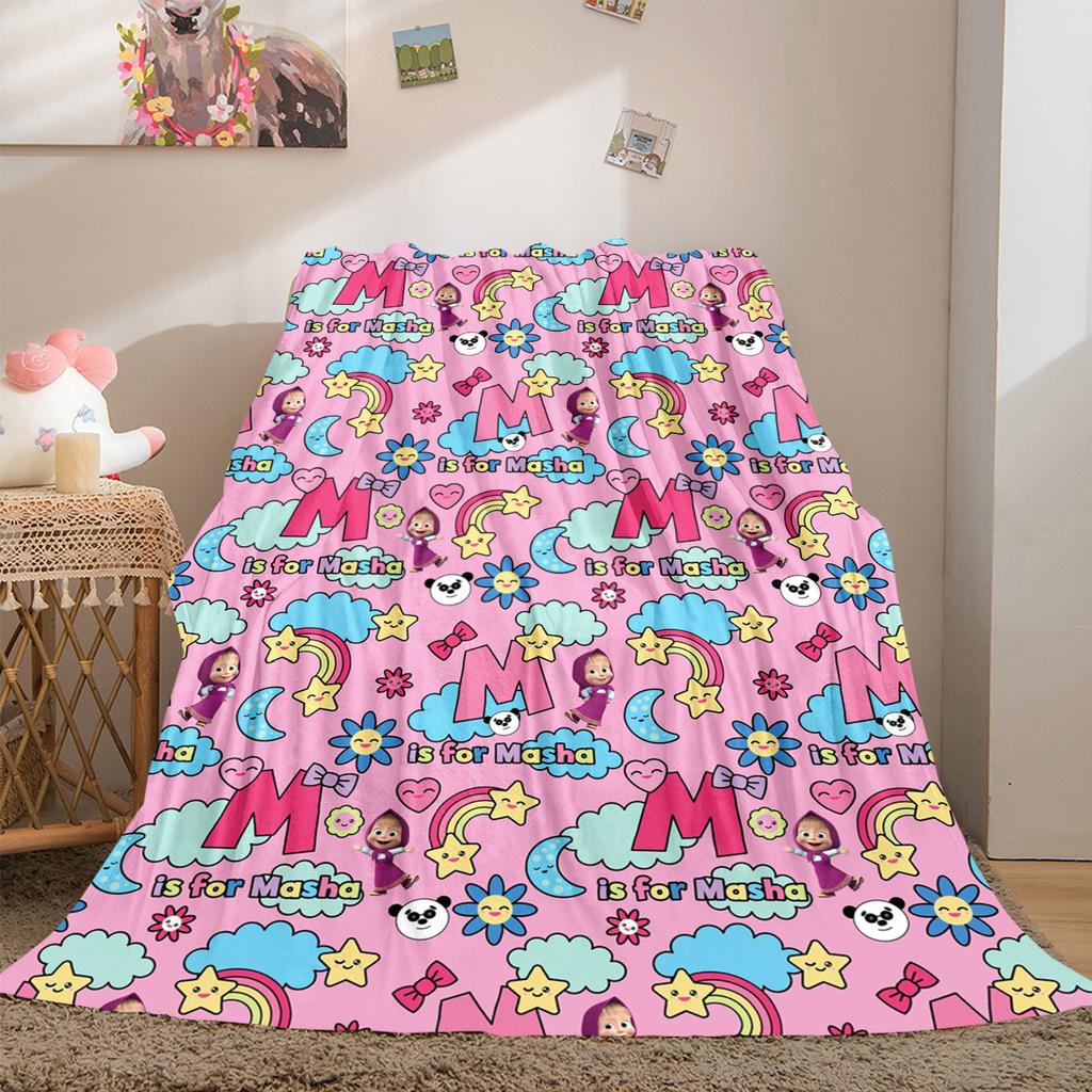 Russian animation Fairy Tale Masha and the Bear Cartoon Blanket Soft Four Seasons Home Bed Blanket Sofa Cover Office Napping Picnic Blanket M3