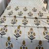 Hand Block Floral Printed Kantha Quilt, Cotton Kantha Bedspread, Vintage Bedding Bedsheets, Handmade kantha throw