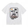 Men's Comfy Classic T-Shirt Sea Beach Enjoy With Black Silhouette Graphic Tee