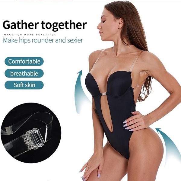 Женский бюстгальтер с открытой спиной, формирователь тела, боди с глубоким V-образным вырезом, стринги, трансформируемый бесшовный костюм с U-образным вырезом