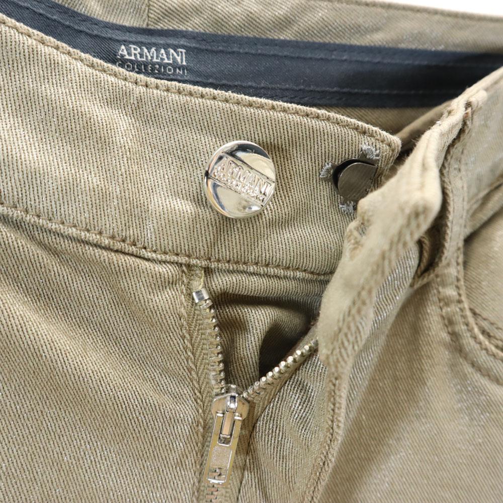 ARMANI COLLEZIONI made in Italy lame Long pants W27 beige stretch Women Used