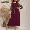 Plus Size Dresses Women's Leopard Print Flared Sleeve Splicing Receiving Waist Long Dress