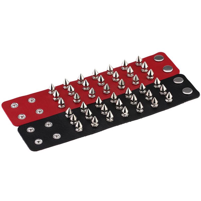 Три ряда заклепок-гвоздиков широкий манжет искусственная кожа панк готик рок браслет подарок