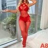 Костюм для рождественской вечеринки, сексуальное женское нижнее белье, открытый промежностный комбинезон, женская эротическая одежда, платье-бэбидолл, нижнее белье