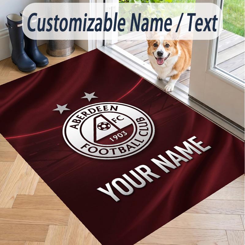 Custom Text Printed Rug Aberdeen FC Non Slip Floor Carpet For Home Room Decor