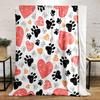 Hearts and Paw Prints Pattern Patterned Flannel Blanket Perfect for the Bedroom Living Room, Sofa, or a Little Nap