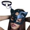 Sexy Black Leather Cat Mask Choker Set for Halloween Costume Cosplay Restraint Style SM Style Leopard Queen Party for Women [AQURAD] (Choker 5)