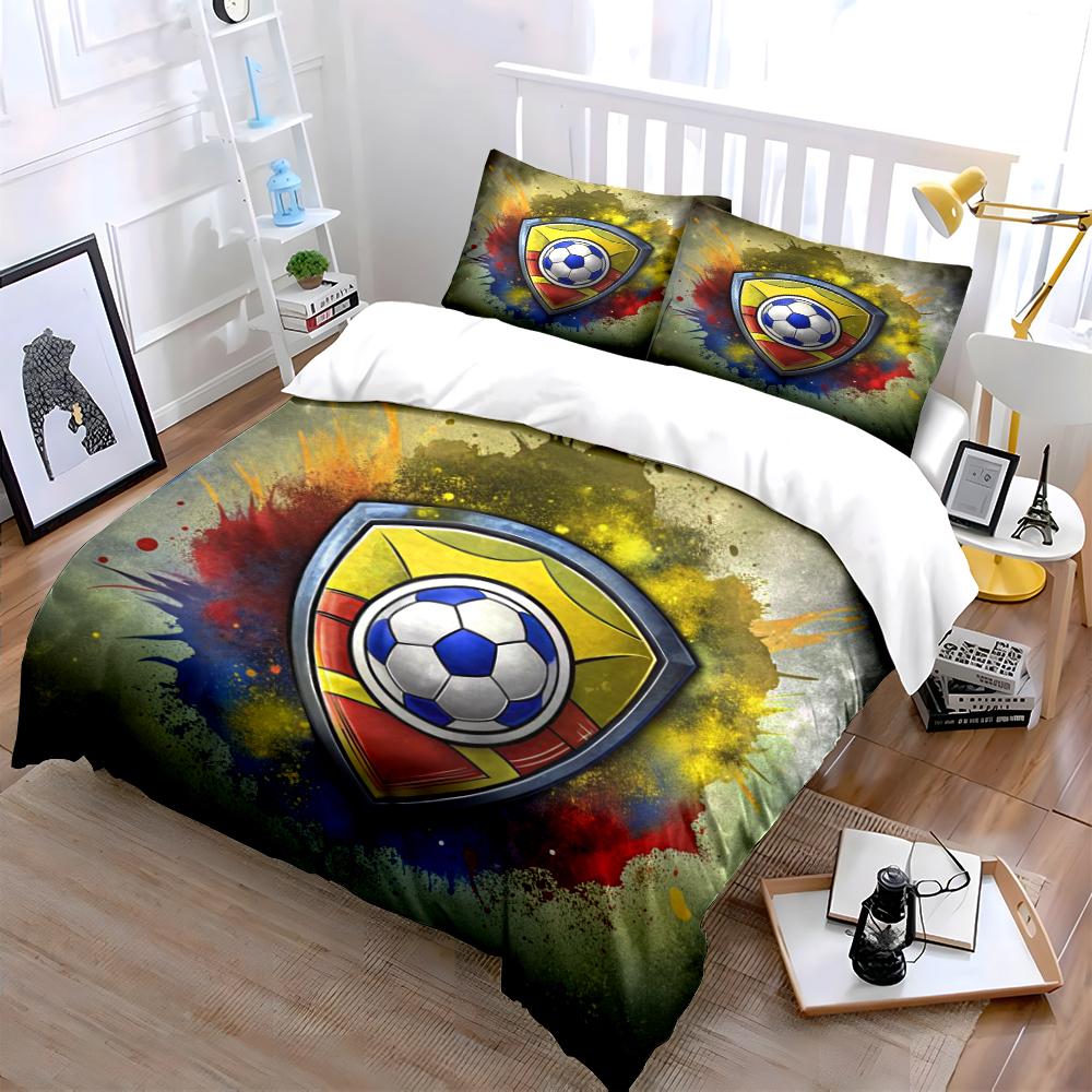 Soccer Shield Print Bedding Set Bedding set (1 duvet cover, 2 pillowcases, duvet not included)