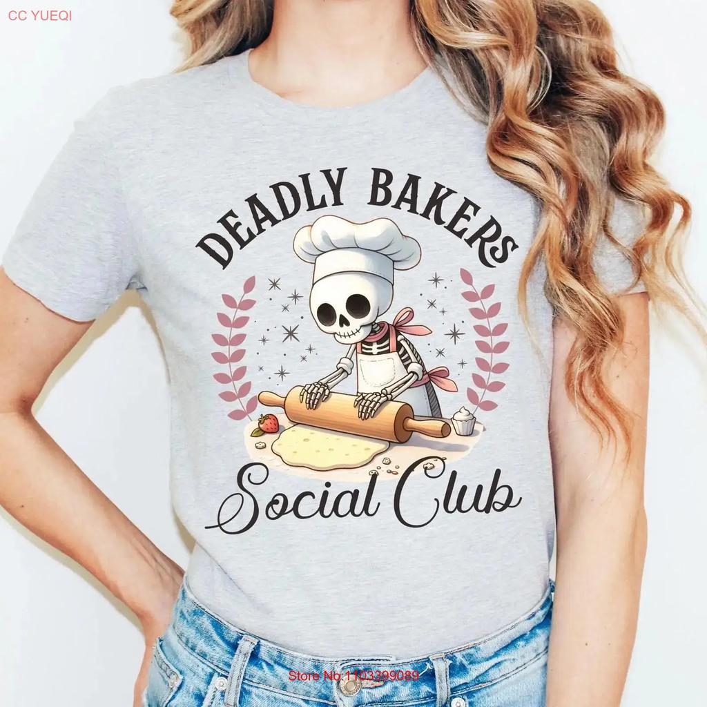 Deadly Bakers Social Club Skeleton T Shirt Chef Baking Funny Lover Baker For Cook Vintage Comfortable Designer Clothes
