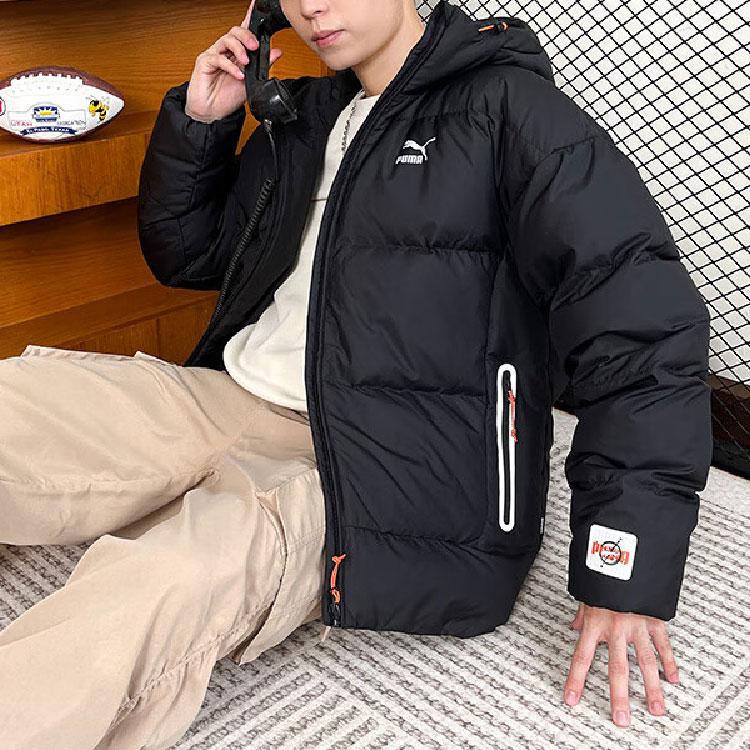 Puma Однотонная повседневная куртка с капюшоном и длинными рукавами, мужская куртка, черная 624529-01