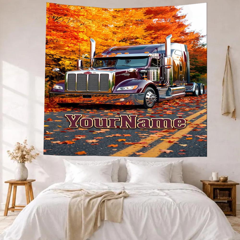 Peterbilt Heavy Trucks Custom Your Name Wall Decor Tapestry Art For Pet Memorial Birthdaywedding Party Backdrop Family Gift