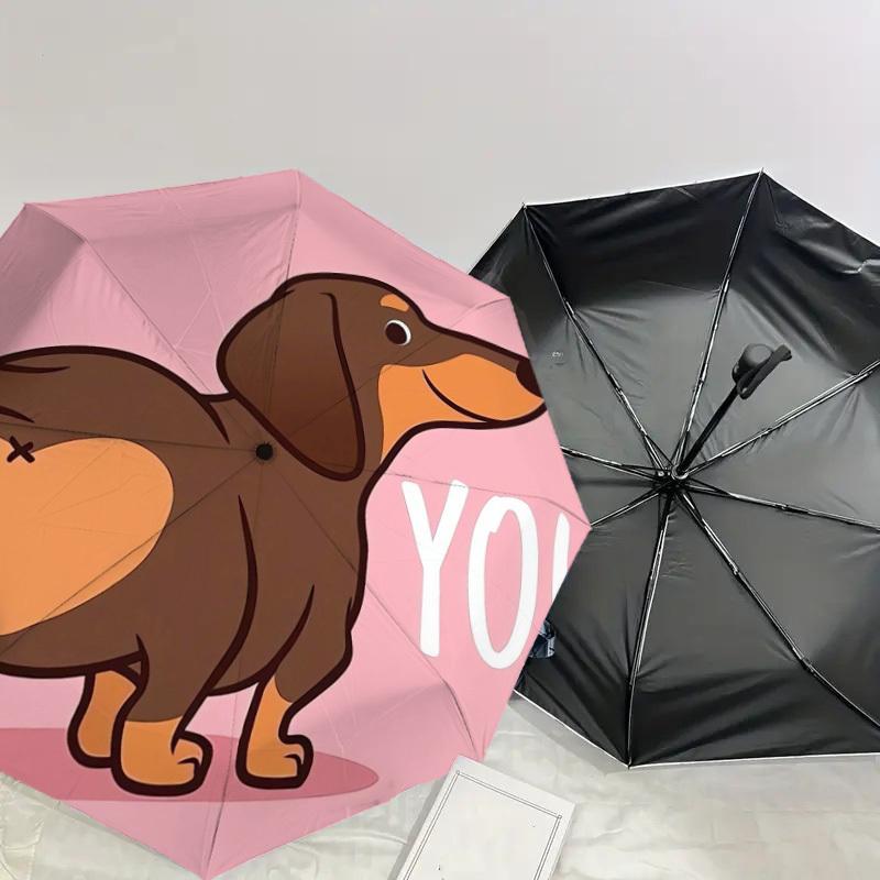 1pc Dachshund Heart Love Pet Umbrella with Plastic Handle,Suitable for All Seasons Home Travel Outdoor UmbrellaDD324