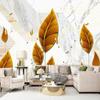 3D Wallpaper Modern Simple Creative Golden Leaf Marble Photo Wall Mural Living Room Dining Room Sofa Home Decor 3D Fresco