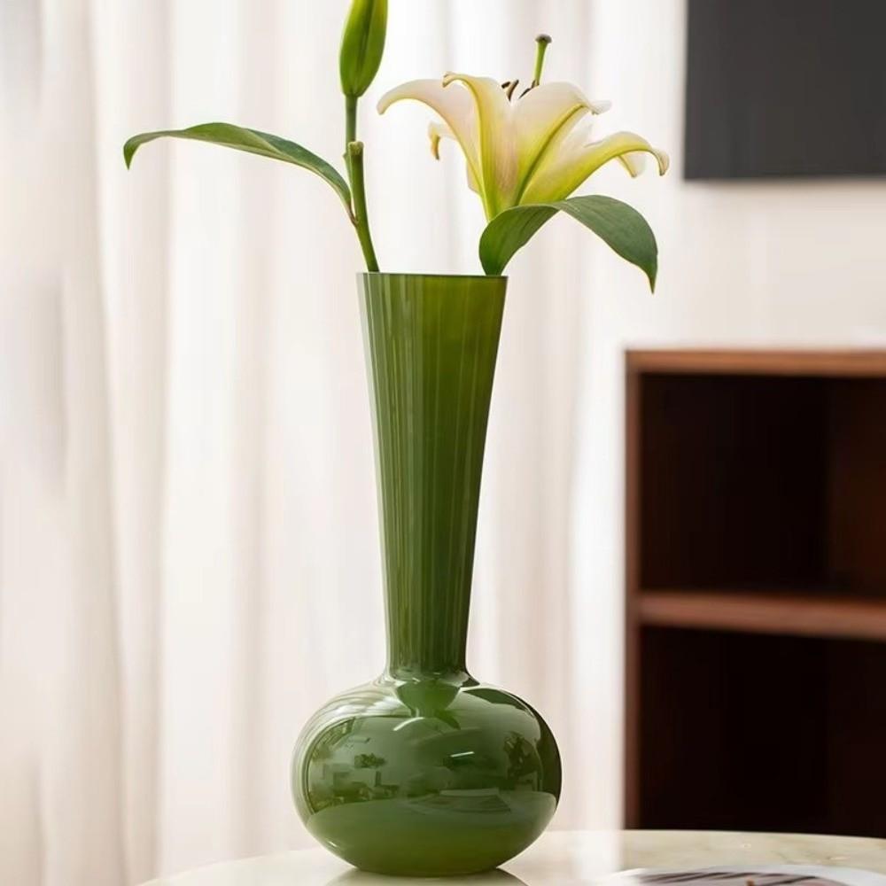 Olive Green French Vintage Vase Swan Neck Dried Flower Vase Niche Art Vase  Wedding Centerpiece