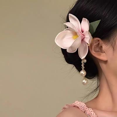 Розовая заколка-кисточка Magnolia Pearl в новом китайском стиле, с нежным и высококлассным ощущением, весенняя новинка, заколка, ободок, заколка для волос, универсальная