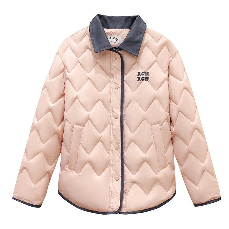 Winter New Versatile Cotton-padded Clothes Fashionable Loose Cotton-padded Jackets Lapel Women's Rhombus Jacket