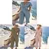 Summer Womens Pure Color Irregular Short Sleeve Suit With Pleated Pants For Casual Wear