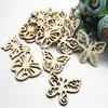 50Pcs Convenient Cartoon Solid Color Butterfly Pieces Handicrafts Shaped Engraved Wood Piece for Students