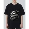 Black T Shirt with Dog Head Mechanical Design for Casual Wear