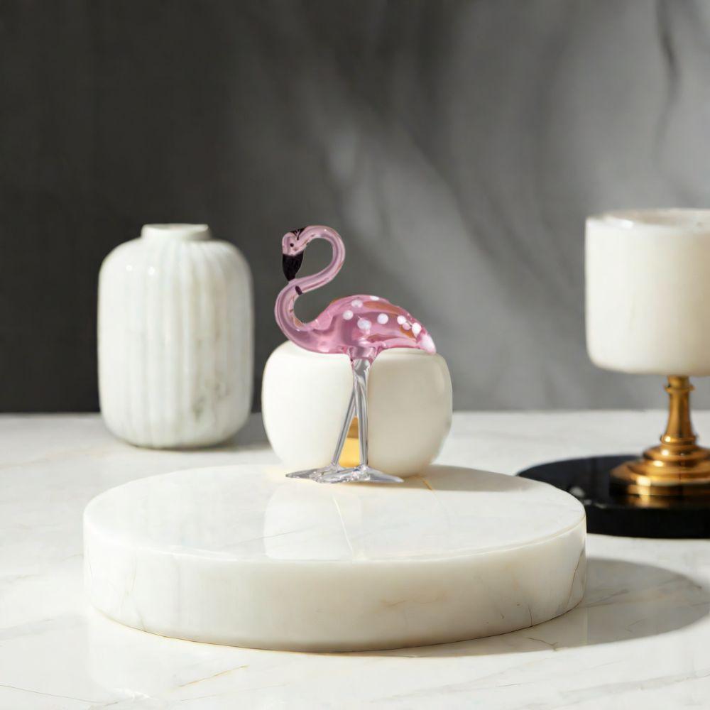 Handmade Art Simulated Pink Flamingo Cute Animal Sculpture Creative Glass Flamingo Figurines Home
