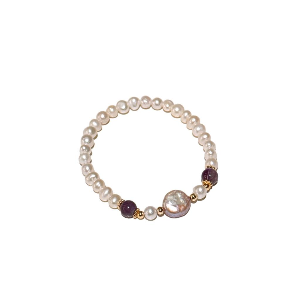baroque pearl bracelet Amethyst and freshwater pearl jewelry Natural and elegant style