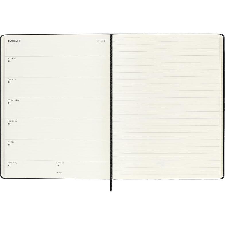 Moleskine Classic 12 Month 2026 Weekly Planner, Hard Cover, XL (7.5" x 9.75"), Black, 144 pages
