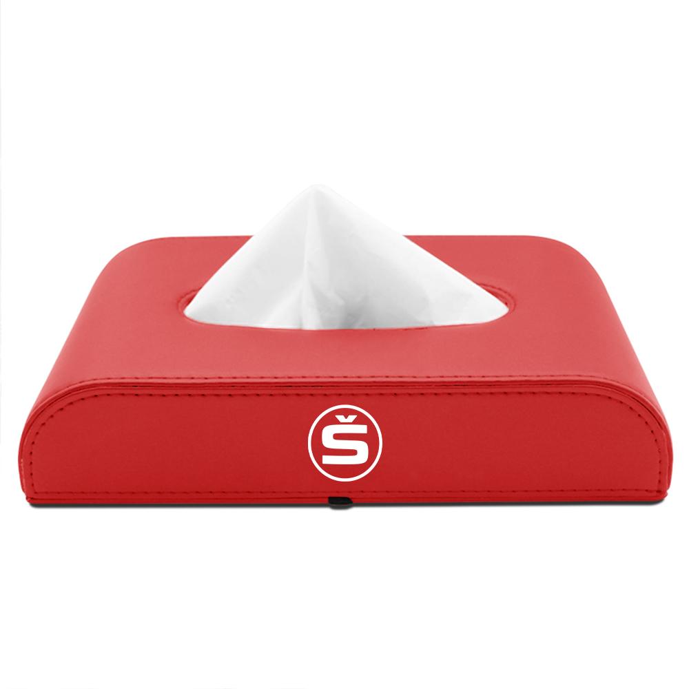 OBDI6 1PC PU Leather Tissue Box Car Tissue Box Interior Storage Box For Skoda Kodiaq Octavia 2 3 Yeti Karoq Rapid Fabia S A5 Kamiq VII