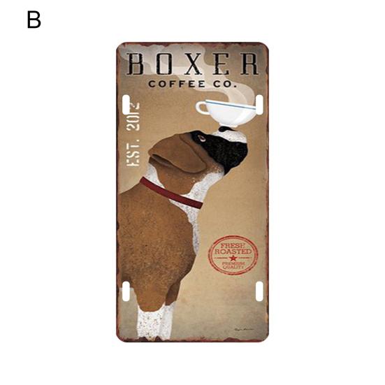 Decor Plaques Vintage Classic Animal Style Rustic Dog Print Metal Plate for Kitchen