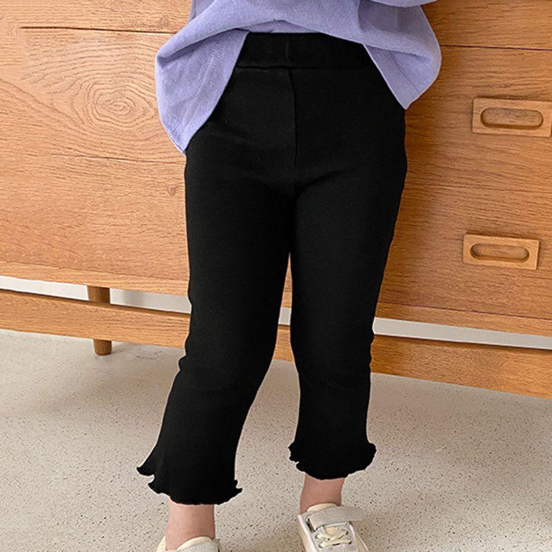 Брюки для девочек, детские брюки, эластичные вязанные кружевные расклешенные брюки