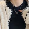 S925 Sterling Silver Necklace Sweet Cool Style Love Clavicle Chain Trendy European and American Fashion Hip-hop Retro Hollow Heart-shaped Necklace