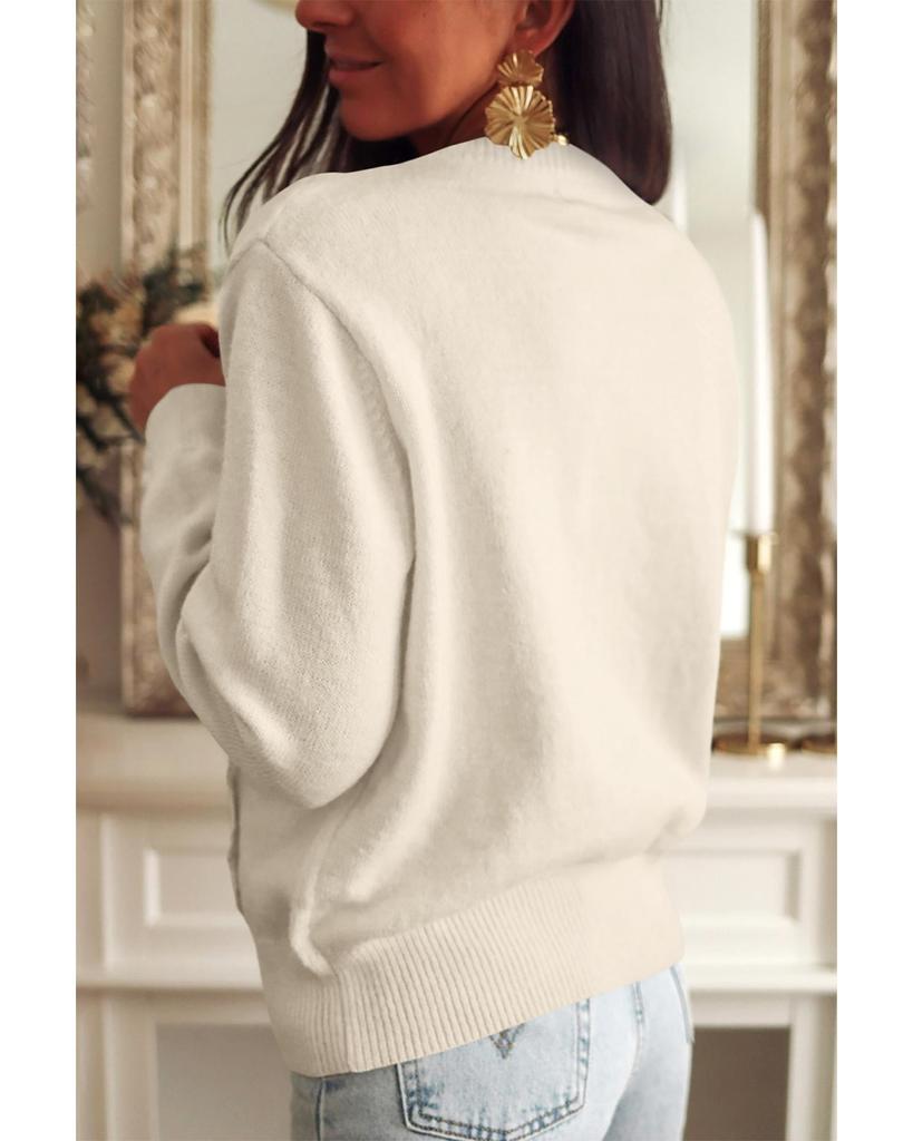 Azura Exchange Lace Trim Ribbed Button Up Cardigan