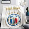 Custom Name,Italy National Football Team Printed Flannel Blanket, soft throw for bedroom sofa, washable, Christmas present, great gift.