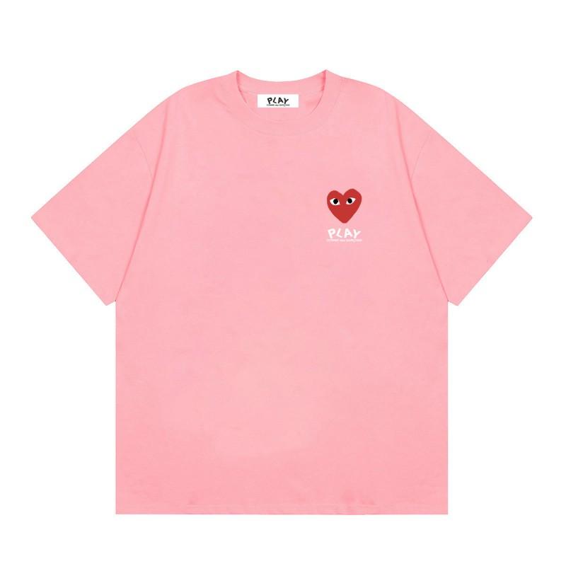 Comme Des Garons PLAY Хлопковая футболка с коротким рукавом и принтом-сердцем Свободный крой Повседневная футболка Мужская