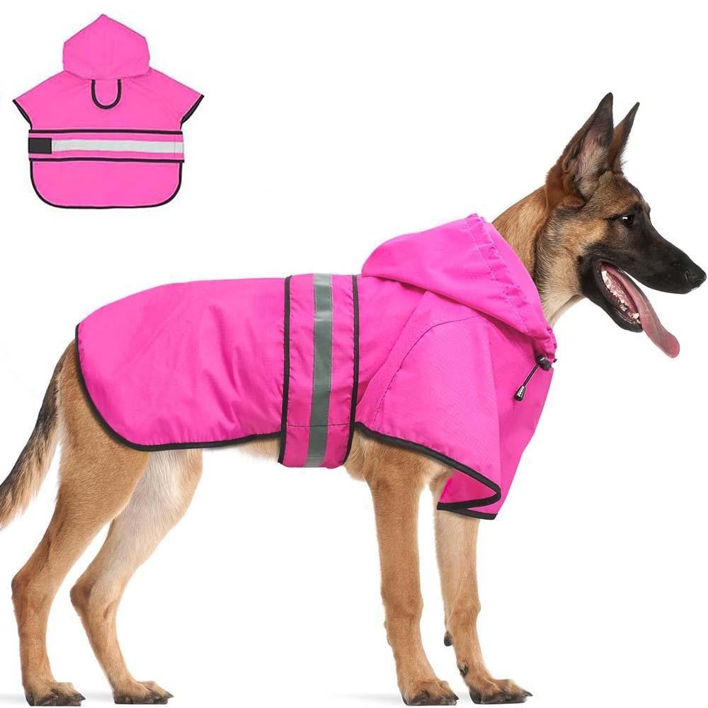 High Visibility Dog Hooded Raincoat Waterproof Pet Rain Jacket Dog Rain Cloak Labrador Retriever