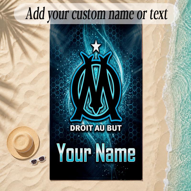 Beach TowelOlympique Marseille FC Custom Name Text Personalized Soft Towel for Beach Pool Indoor Home Decor Gift