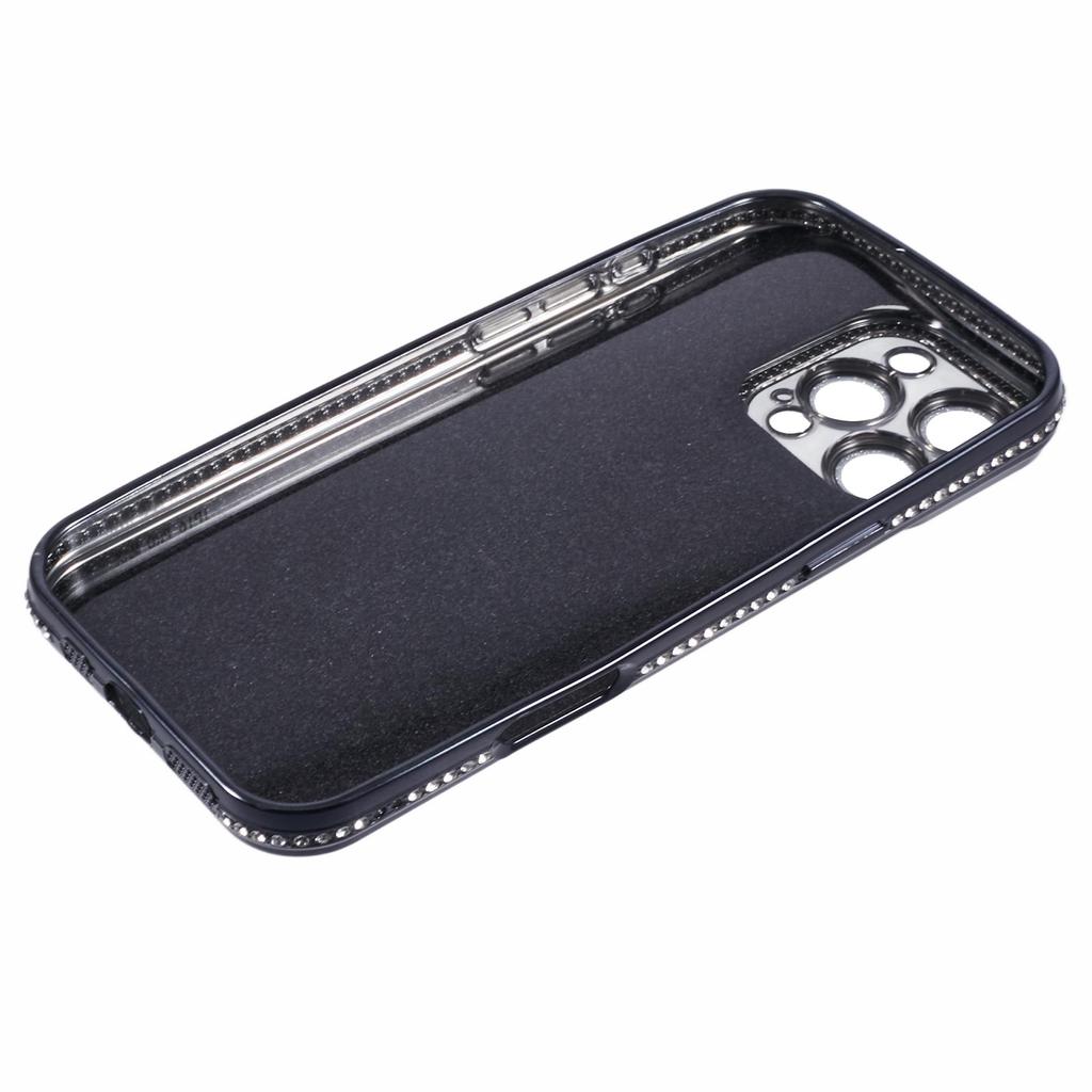 Чехол для iPhone 16 Pro Max Защита объектива камеры Прозрачная задняя крышка телефона Декор стразами с блестящей бумагой