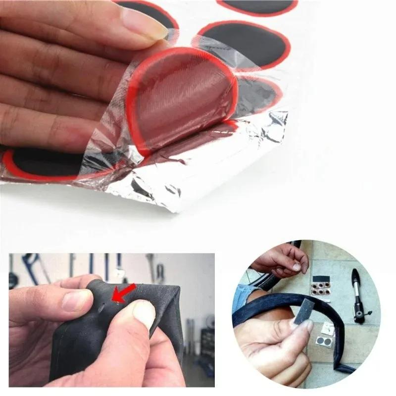 Tire Patch Rubber Bike Tyre Repair Pad Portable Tire Inner Tube Pad Round Square Type Car Bicycle Repair Tools Accessory 48pcs