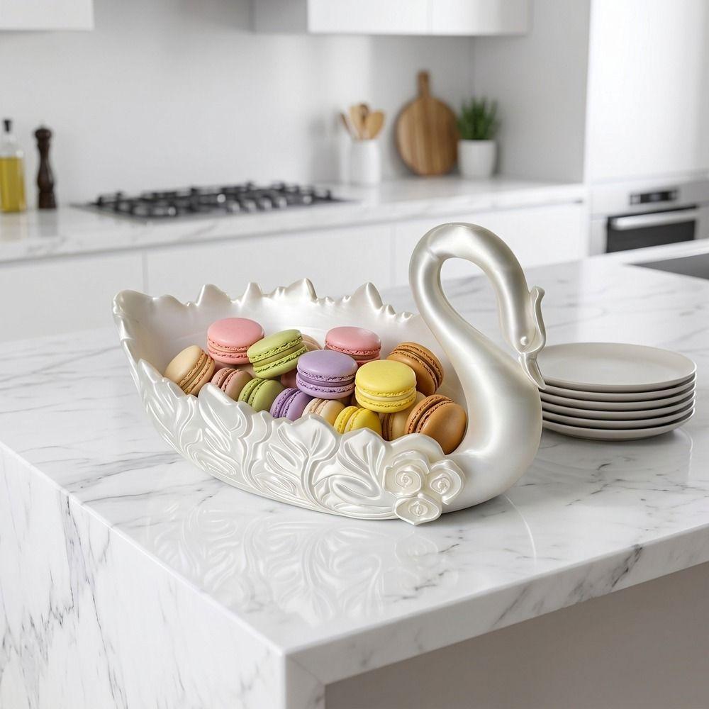 Plastic Swan Trinket Holder 3D Printed Floral Swan Storage Tray Key Ring Holder Vanity Decor
