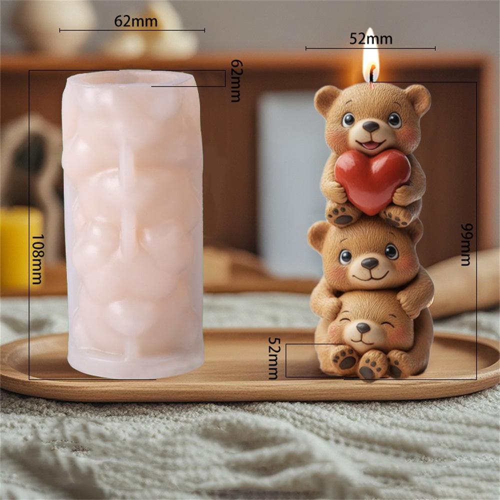 3D-складная силиконовая форма для свечи в виде медведя, сердечка, медведя, питомца, эпоксидной смолы, формы для мыла ручной работы, гипсовые смоляные формы для домашнего декора