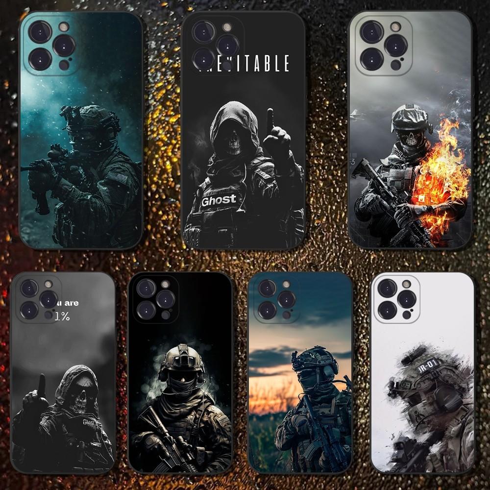 Army Special Forces Phone Case For iPhone 16,15,14,13,12,11 Plus,Pro Max,XS,X,XR,SE,Mini,8,7,Soft Silicone Black Cover