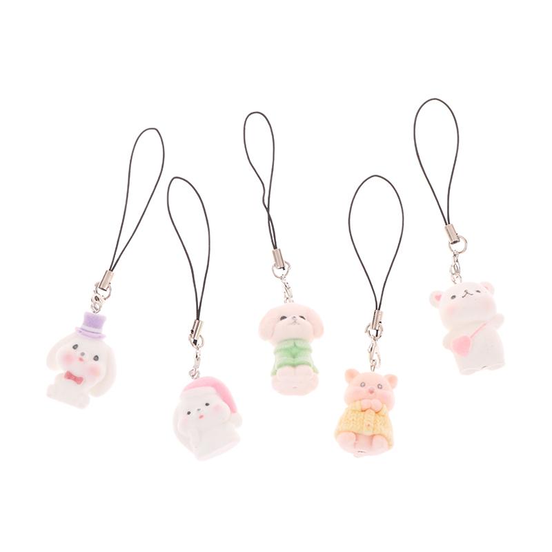 Милый брелок в виде медведя, мультяшного кролика, щенка, телефона, цепочка для наушников, чехол, кулон, шнурок, рюкзак, сумка, декор, автомобильный брелок