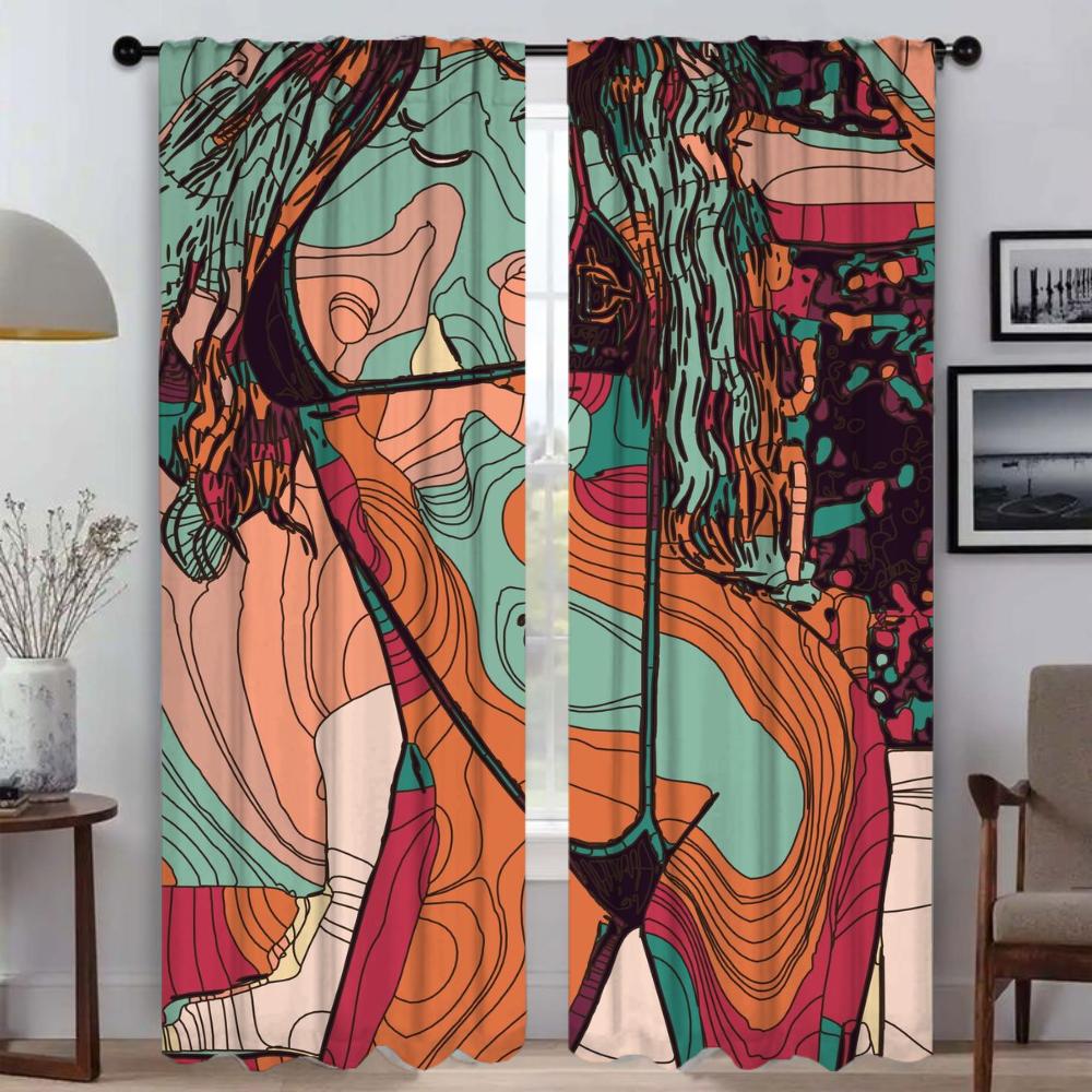 Абстрактные Сексуальные Девушки Перегородки Жалюзи Хэллоуин Украшение Оконная Занавеска для Комнаты 2 Панели Шторы Элегантные Комнатные Занавески Гостиная