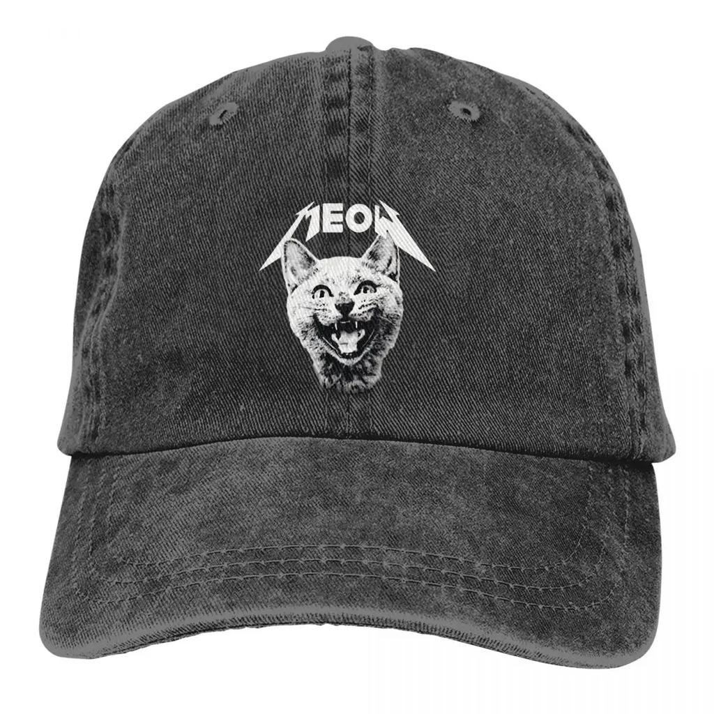 Стираная мужская бейсболка Meow Trucker Snapback Ковбойские кепки Dad Hat Heavy Mental Cat Meme Кепки для гольфа