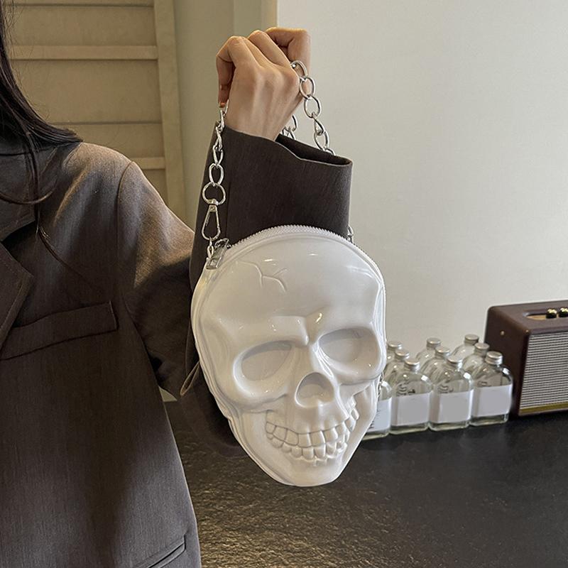 Милая сумка на плечо с рисунком из мультфильма «Хэллоуин», забавная сумка с изображением черепа призрака из искусственной кожи, сумка на молнии, кошелек, маленькая сумка через плечо для телефона
