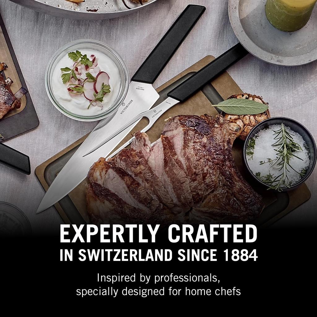 Нож шеф-повара VICTORINOX, разделочный нож 22 см, черный швейцарский современный нож Gyuto, универсальный нож 6.9013.22B