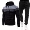 2024 Spring And Autumn Three-color Zipper Hoodie Suit For Men Sports Leisure Plus Size Loose Hoodie Set