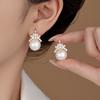 Crown Zircon Pearl Earrings, High-End Fashion And Exquisite Light Luxury Earrings, Women'S