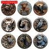 1pc 2d Flat Cat, Dog, Horse, Cow Art Logo Round Wooden Decorative Gifts - 20cm, Suitable for Bar, Club, Home, Coffee Shop Wall Decoration