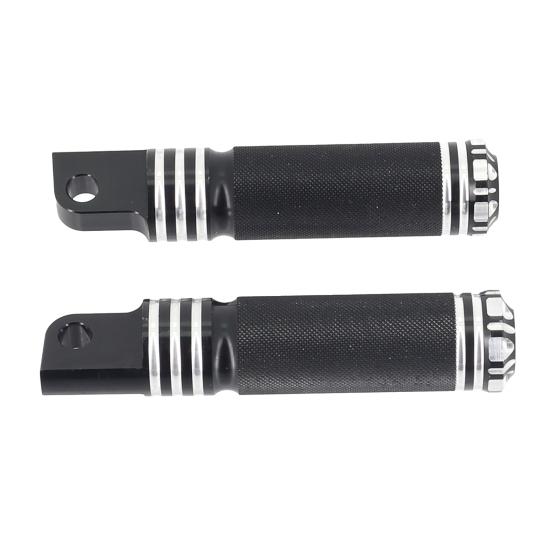 2Pcs Motorcycle CNC Foot Pegs Flower Top Three Circle Black Modified Footrest for XL883 1200 X48 72